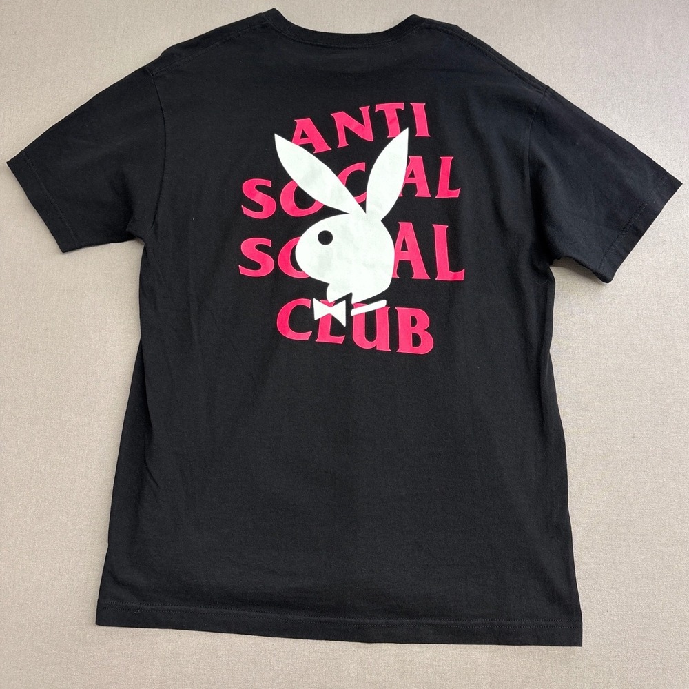 Anti Social Social Club Playboy T-Shirt Mens Large Black Pink Graphic Tee ASSC
